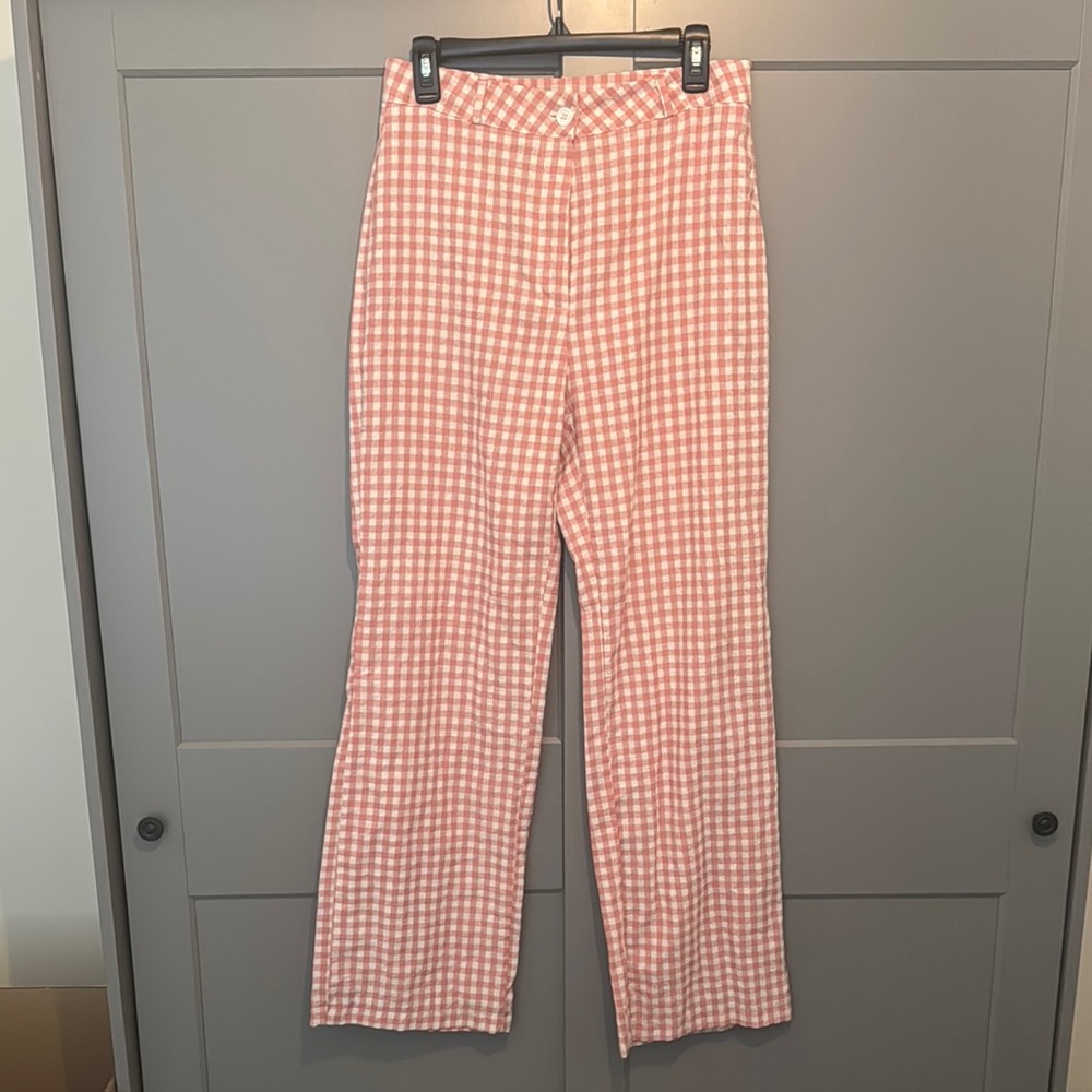 SHEIN Pink Gingham Pants